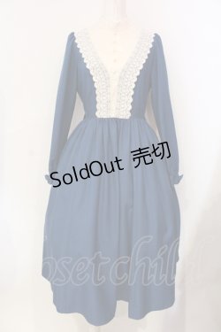 画像1: Innocent World / キャトリーヌ(長袖)ワンピース M ブルー×キナリ O-25-06-09-035-IW-OP-OW-OS