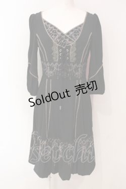 画像1: OZZ ANGELO / ストライプ切替シャンデリアカットワンピース  ブラック O-25-06-09-043-OO-OP-IG-OS