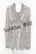 OZZ ANGELO / アラベスク風ベロア切り替えトップス  ブラック×ブラウン系 O-25-06-09-052-OO-TO-IG-OS