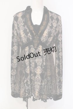 画像1: OZZ ANGELO / アラベスク風ベロア切り替えトップス  ブラック×ブラウン系 O-25-06-09-052-OO-TO-IG-OS