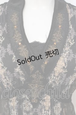 画像2: OZZ ANGELO / アラベスク風ベロア切り替えトップス  ブラック×ブラウン系 O-25-06-09-052-OO-TO-IG-OS