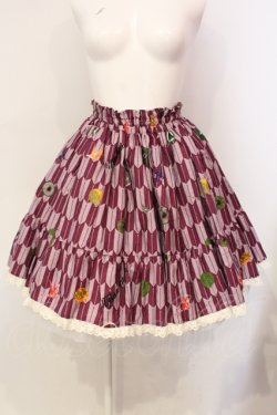 画像1: metamorphose / ハイカラ小町フリルミニスカート  エンジ O-25-06-09-007-ME-SK-OW-OS