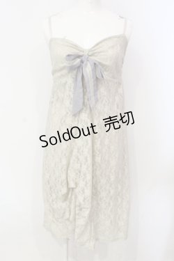 画像1: axes femme / リボン付き総レースキャミワンピース M アイボリー O-25-06-09-061-AX-OP-IG-OS