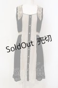 axes femme / 花釦切替ワンピース M クロ×ベージュ O-25-06-09-062-AX-OP-IG-OS