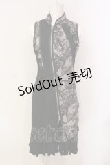 Ozz oneste / 和柄切替ノースリーブワンピース  ブラック O-25-06-09-068-OO-OP-IG-OS