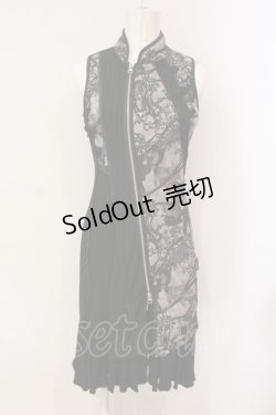 画像1: Ozz oneste / 和柄切替ノースリーブワンピース  ブラック O-25-06-09-068-OO-OP-IG-OS