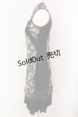 画像2: Ozz oneste / 和柄切替ノースリーブワンピース  ブラック O-25-06-09-068-OO-OP-IG-OS
