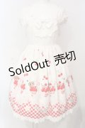 BABY,THE STARS SHINE BRIGHT / 初夏でショコラないちごパフェヨーク切替シャーリングジャンパースカート  シロ O-25-06-09-012-BA-OP-OW-OS