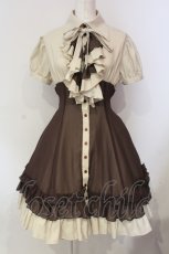 画像1: ATELIER BOZ / ラルフェイ半袖ワンピース  ブラウン×ベージュ O-25-06-09-013-EL-OP-OW-OS (1)