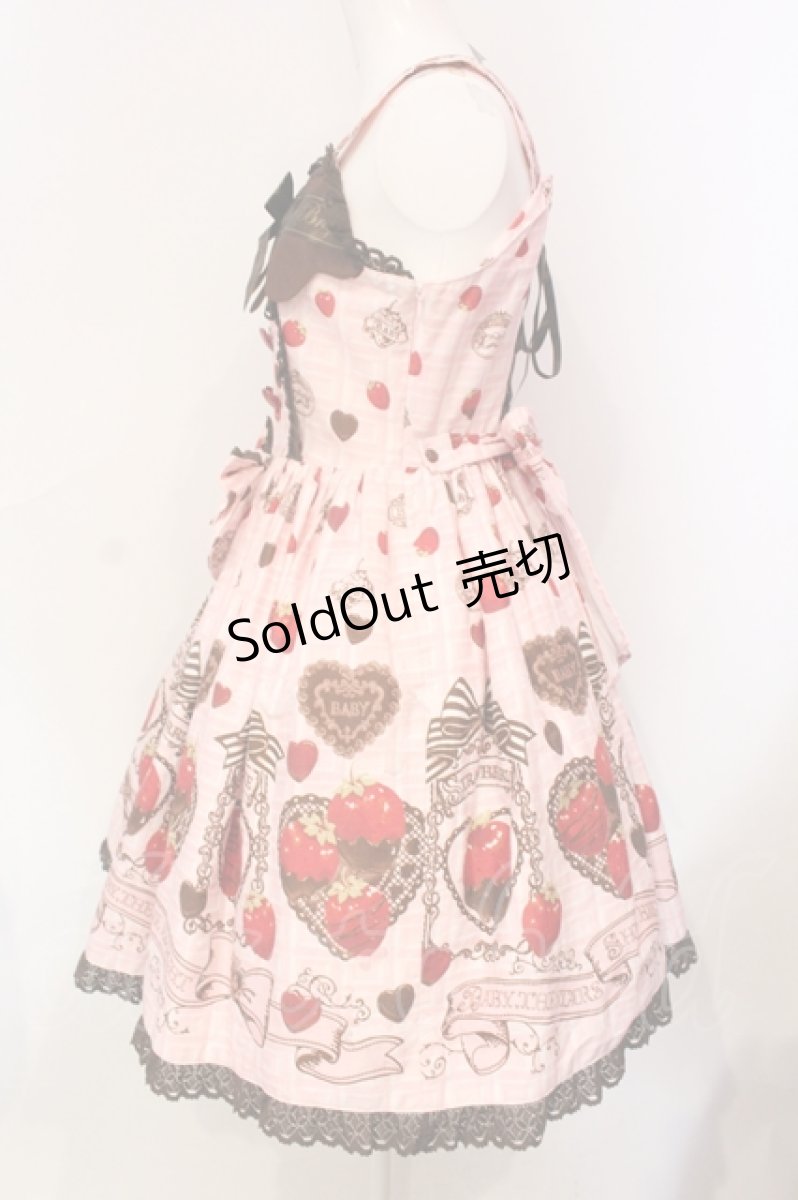 画像4: BABY,THE STARS SHINE BRIGHT / Strawberry Loves Chocolate柄ジャンパースカートI  ピンク O-25-06-09-015-BA-OP-OW-OS (4)
