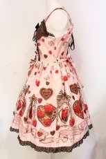 画像4: BABY,THE STARS SHINE BRIGHT / Strawberry Loves Chocolate柄ジャンパースカートI  ピンク O-25-06-09-015-BA-OP-OW-OS (4)
