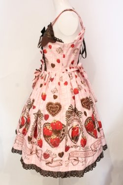 画像4: BABY,THE STARS SHINE BRIGHT / Strawberry Loves Chocolate柄ジャンパースカートI  ピンク O-25-06-09-015-BA-OP-OW-OS