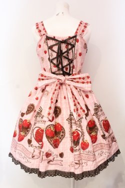 画像5: BABY,THE STARS SHINE BRIGHT / Strawberry Loves Chocolate柄ジャンパースカートI  ピンク O-25-06-09-015-BA-OP-OW-OS