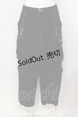 画像1: REFLEM / 2WAYボンテージスウェットカーゴパンツ F ブラック O-25-06-09-003-PU-PA-YM-OS