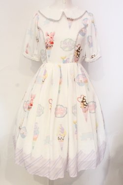 画像1: axes femme kawaii / アイス柄半袖ワンピース M シロ O-25-06-09-020-AX-OP-YM-OS