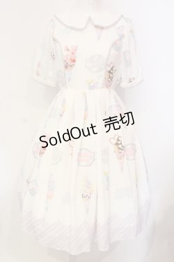 画像1: axes femme kawaii / アイス柄半袖ワンピース M シロ O-25-06-09-020-AX-OP-YM-OS