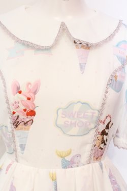 画像2: axes femme kawaii / アイス柄半袖ワンピース M シロ O-25-06-09-020-AX-OP-YM-OS