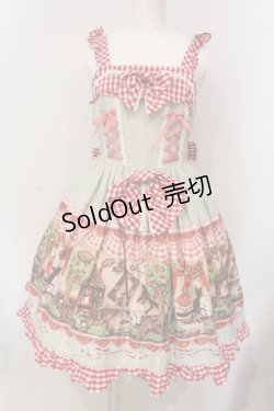 画像1: BABY,THE STARS SHINE BRIGHT / My little red riding hood柄ギンガムジャンパースカート  ミント O-25-06-09-022-BA-OP-IG-OS