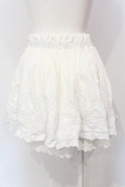 画像3: axes femme / お花刺繍キュロット M シロ O-25-06-10-034-AX-SK-OW-OS