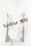 GHOST of HARLEM / サイドレースアップシャツ  ホワイト×ブラック O-25-06-10-036-GL-BL-OW-OS