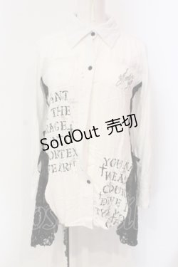 画像1: GHOST of HARLEM / サイドレースアップシャツ  ホワイト×ブラック O-25-06-10-036-GL-BL-OW-OS