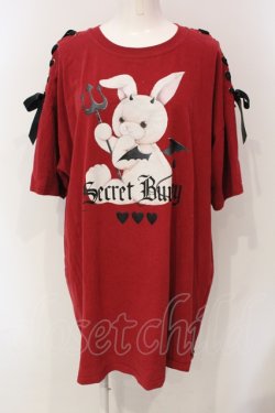 画像1: Secret Honey / デビルバニービッグTシャツ 2 ワイン O-25-06-10-043-CA-OP-IG-OS
