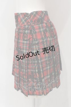 画像2: Secret Honey / チェック×フロッキープリントバックリボンスカート 2 アカ O-25-06-10-046-CA-SK-IG-OS