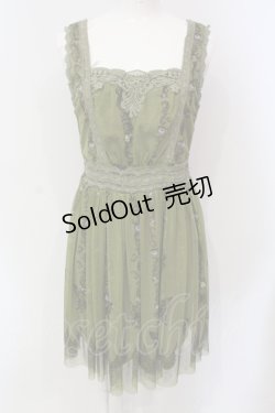 画像1: axes femme / 蝶プリントチュールワンピ M グリーン O-25-06-10-006-AX-OP-IG-OS