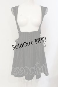Secret Honey / サイドレースアップサスペンダースカート  クロ×アイボリー O-25-06-10-049-CA-SK-IG-OS