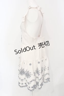 画像2: LIZ LISA / 刺繍スカラップサスペンダースカート  アイボリー×ネイビー O-25-06-10-055-LO-SK-IG-ZY