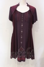 画像1: Ozz Croce / ローズ刺繍異素材ワンピース  パープル O-25-06-10-056-OO-OP-IG-OS (1)