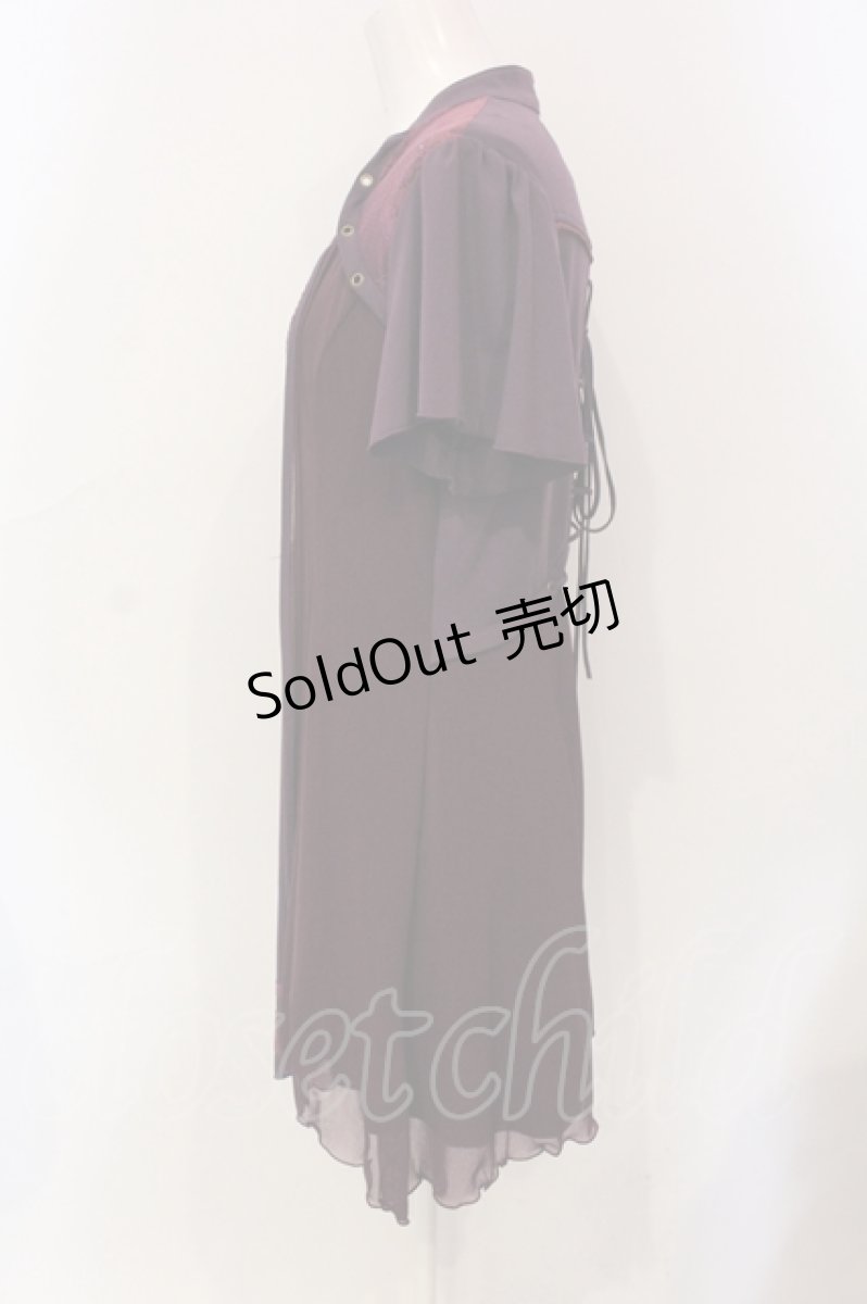 画像3: Ozz Croce / ローズ刺繍異素材ワンピース  パープル O-25-06-10-056-OO-OP-IG-OS (3)