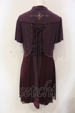 画像4: Ozz Croce / ローズ刺繍異素材ワンピース  パープル O-25-06-10-056-OO-OP-IG-OS (4)