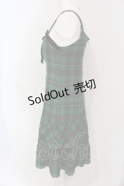 画像2: Emily Temple cute / 別珍リボンチェックキャミワンピース M グリーン O-25-06-10-068-ET-OP-OW-ZT467