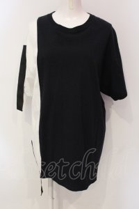 KMK / バイカラーテープBIG Tシャツ  ブラックｘホワイト O-25-06-10-070-PU-TS-YM-OS