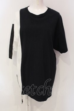 画像1: KMK / バイカラーテープBIG Tシャツ  ブラックｘホワイト O-25-06-10-070-PU-TS-YM-OS
