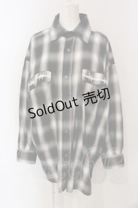 REFLEM / バックプリントBIGチェックシャツ F ブラック O-25-06-10-073-PU-BL-YM-OS
