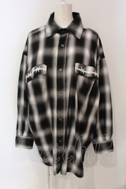 画像1: REFLEM / バックプリントBIGチェックシャツ F ブラック O-25-06-10-073-PU-BL-YM-OS