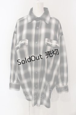 画像1: REFLEM / バックプリントBIGチェックシャツ F ブラック O-25-06-10-073-PU-BL-YM-OS