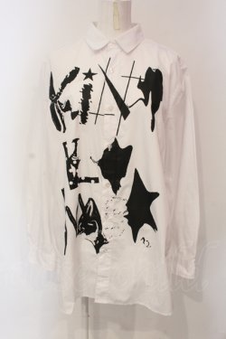 画像1: KMK / ペイントBIGシャツ F ホワイト O-25-06-10-075-PU-BL-YM-OS