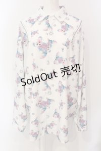 THICC by Gori'z / ショルダージップ総柄シャツ  ホワイト O-25-06-10-076-PU-BL-IG-OS