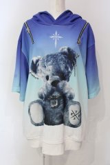 TRAVAS TOKYO / ショルダーZIPクマ半袖プルオーバー半袖パーカー  ブルー系 O-25-06-10-077-PU-TO-IG-OS