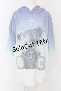 TRAVAS TOKYO / ショルダーZIPクマ半袖プルオーバー半袖パーカー  ブルー系 O-25-06-10-077-PU-TO-IG-OS