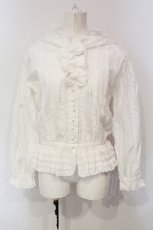 画像1: KANEKO ISAO / ピコフリル使いフード付きブラウス  シロ O-25-06-10-088-EL-BL-OW-ZT425 (1)