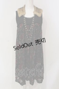 画像1: axes femme / ベロアローズノースリーブワンピース M クロ O-25-06-10-017-AX-OP-IG-OS