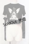 NOVESSEL / アームカバー付きクロップド丈Tシャツ  ブラック O-25-06-10-022-PU-TO-OW-OS