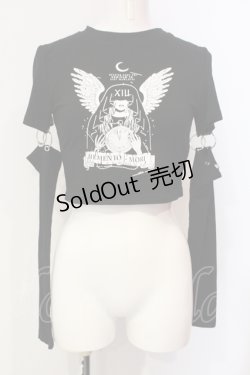 画像1: NOVESSEL / アームカバー付きクロップド丈Tシャツ  ブラック O-25-06-10-022-PU-TO-OW-OS