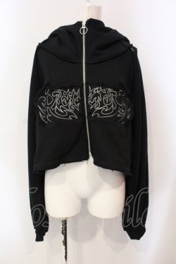 画像1: REFLEM / ツノフードクロップドジップアップパーカー F ブラック O-25-06-10-023-PU-TO-OW-OS