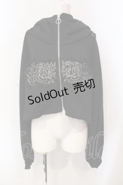画像1: REFLEM / ツノフードクロップドジップアップパーカー F ブラック O-25-06-10-023-PU-TO-OW-OS