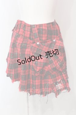 画像1: PUNKその他 / チェックアシメミニスカート  レッド O-25-06-10-024-PU-PA-OW-OS